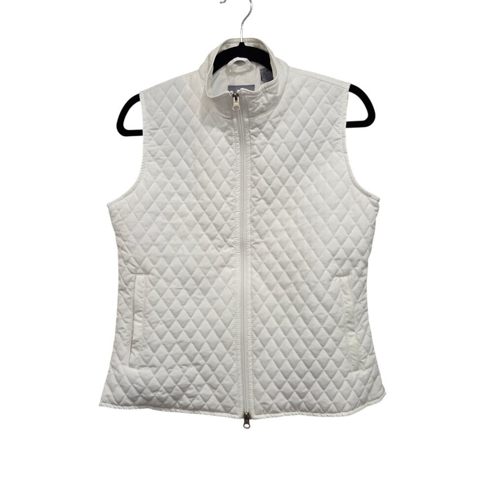 Bolle Sport Golf Tennis White Quilted Puffer Vest Full Zip Womens Size M